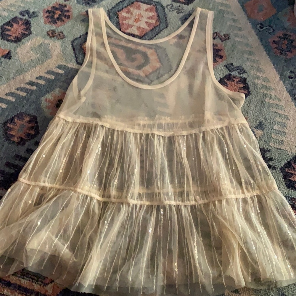 Tan/clear over shirt tank top